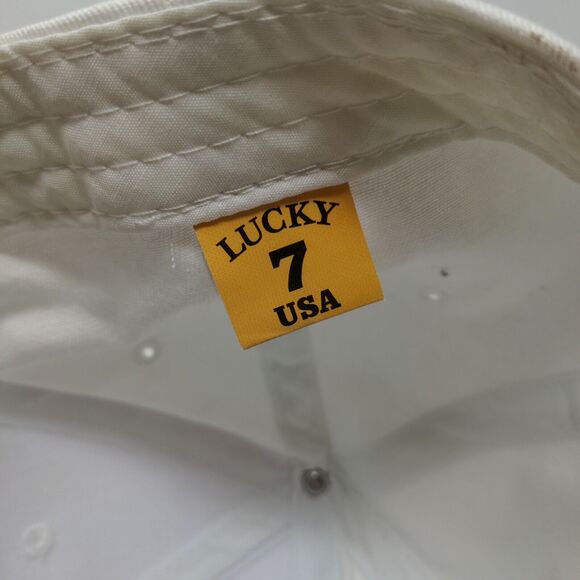 Lucky 7 USA Men's Strapback Hat White Adjustable Ocean City New Jersey - Picture 12 of 13
